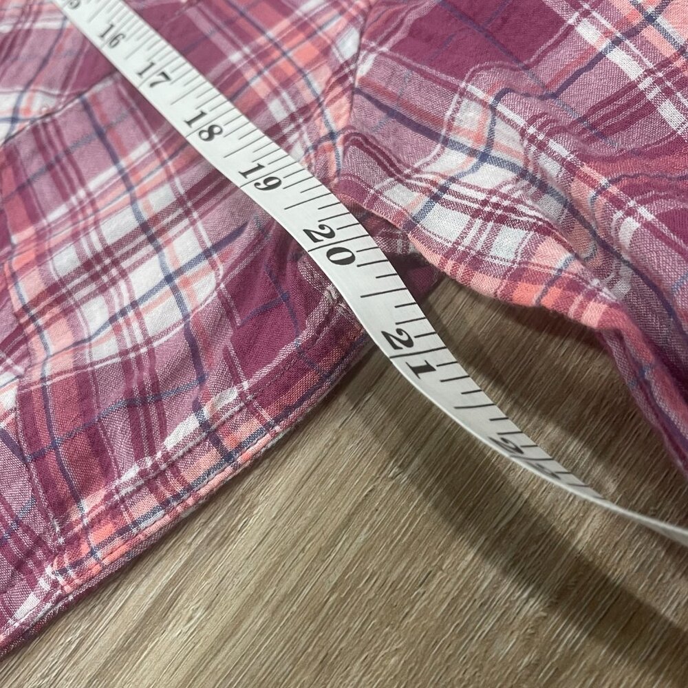 Women's Medium Eddie Bauer Classic Fit Berry Plaid Lightweight Shirt w/Pockets - Picture 14 of 16